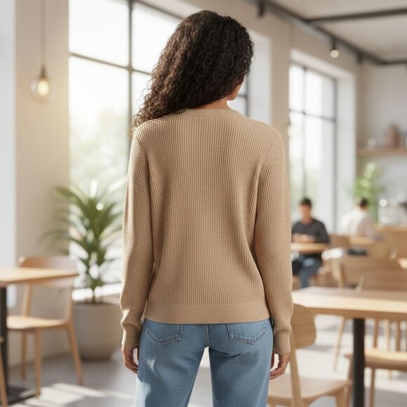 Royal Robbins Women's Wool Blend Camel Brown Textured Knit Sweater Small - Picture 9 of 16